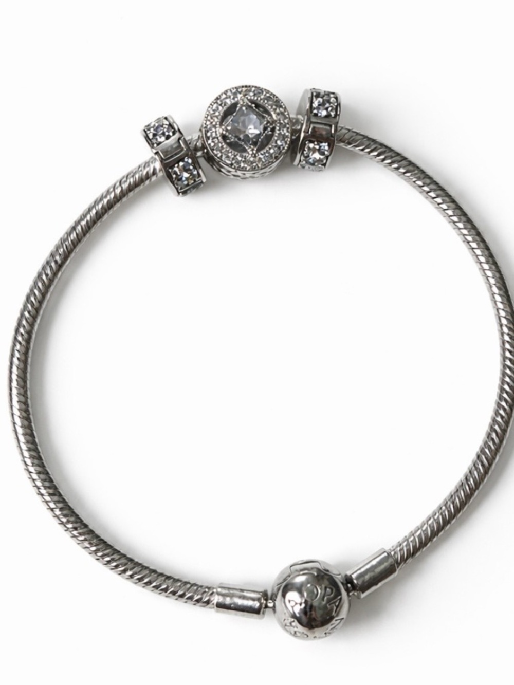 Pandora bracelet with three charms